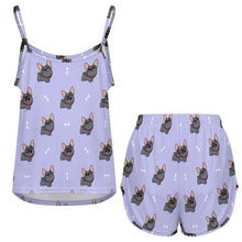 Load image into Gallery viewer, Happy Happy Black Frenchie Women's Cami and Shorts Pajama Set-7