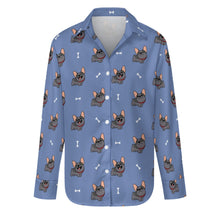 Load image into Gallery viewer, Happy Happy Black Frenchie Women's Shirt-S-CornflowerBlue1-6
