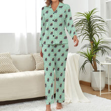 Load image into Gallery viewer, Happy Happy Black Frenchies Pajamas Set for Women-Pajamas-Apparel, French Bulldog, Pajamas-11