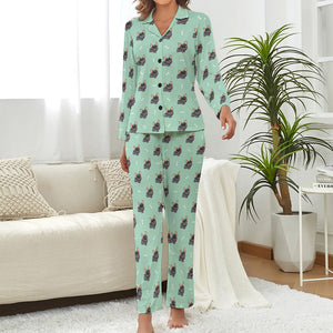 Happy Happy Black Frenchies Pajamas Set for Women-Pajamas-Apparel, French Bulldog, Pajamas-11