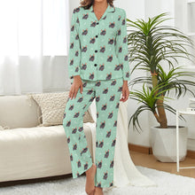 Load image into Gallery viewer, Happy Happy Black Frenchies Pajamas Set for Women-Pajamas-Apparel, French Bulldog, Pajamas-Mint Green-S-3