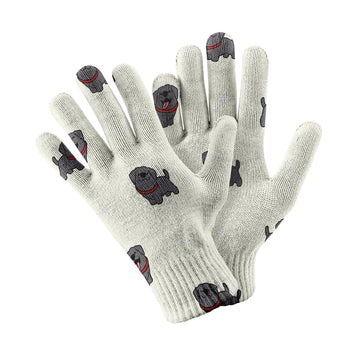 Happy Happy Black Labrador Love Touch Screen Gloves White 360x
