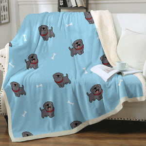 Happy Happy Black Labrador Soft Warm Fleece Blanket-Blanket-Black Labrador, Blankets, Home Decor, Labrador-Sky Blue-Small-2
