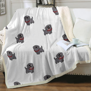 Happy Happy Black Labrador Soft Warm Fleece Blanket-Blanket-Black Labrador, Blankets, Home Decor, Labrador-Ivory-Small-3