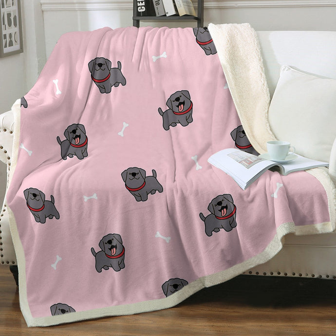 Happy Happy Black Labrador Soft Warm Fleece Blanket-Blanket-Black Labrador, Blankets, Home Decor, Labrador-Soft Pink-Small-1