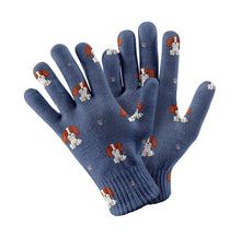 Load image into Gallery viewer, Happy Happy Blenheim King Charles Spaniel Love Touch Screen Gloves-Accessories-Accessories, Cavalier King Charles Spaniel, Dog Dad Gifts, Dog Mom Gifts, Gloves-Navy-1