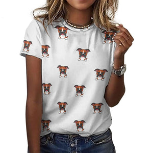 Happy Happy Boxer Love All Over Print Women's Cotton T-Shirt - 4 Colors-Apparel-Apparel, Boxer, Shirt, T Shirt-13