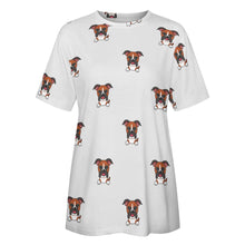 Load image into Gallery viewer, Happy Happy Boxer Love All Over Print Women&#39;s Cotton T-Shirt - 4 Colors-Apparel-Apparel, Boxer, Shirt, T Shirt-14