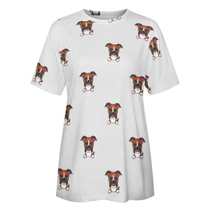 Happy Happy Boxer Love All Over Print Women's Cotton T-Shirt - 4 Colors-Apparel-Apparel, Boxer, Shirt, T Shirt-14