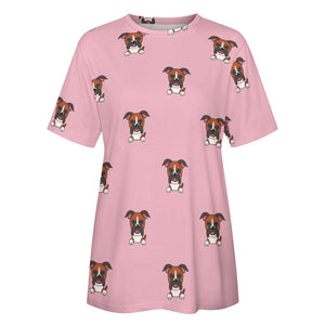 Happy Happy Boxer Love All Over Print Women's Cotton T-Shirt - 4 Colors-Apparel-Apparel, Boxer, Shirt, T Shirt-17