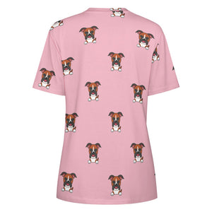 Happy Happy Boxer Love All Over Print Women's Cotton T-Shirt - 4 Colors-Apparel-Apparel, Boxer, Shirt, T Shirt-2
