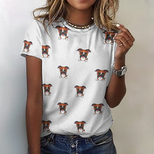 Load image into Gallery viewer, Happy Happy Boxer Love All Over Print Women&#39;s Cotton T-Shirt - 4 Colors-Apparel-Apparel, Boxer, Shirt, T Shirt-2XS-WhiteSmoke-10