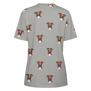 Happy Happy Boxer Love All Over Print Women's Cotton T-Shirt - 4 Colors-Apparel-Apparel, Boxer, Shirt, T Shirt-5