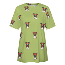 Load image into Gallery viewer, Happy Happy Boxer Love All Over Print Women&#39;s Cotton T-Shirt - 4 Colors-Apparel-Apparel, Boxer, Shirt, T Shirt-6