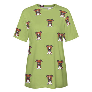 Happy Happy Boxer Love All Over Print Women's Cotton T-Shirt - 4 Colors-Apparel-Apparel, Boxer, Shirt, T Shirt-6