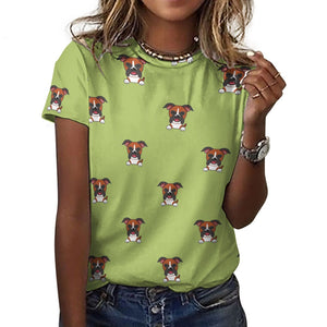 Happy Happy Boxer Love All Over Print Women's Cotton T-Shirt - 4 Colors-Apparel-Apparel, Boxer, Shirt, T Shirt-9