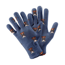 Load image into Gallery viewer, Happy Happy Boxer Love Touch Screen Gloves-Accessories-Accessories, Boxer, Dog Dad Gifts, Dog Mom Gifts, Gloves-Navy-1