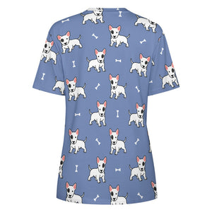 Happy Happy Bull Terrier Love All Over Print Women's Cotton T-Shirt - 4 Colors-Apparel-Apparel, Bull Terrier, Shirt, T Shirt-11