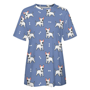 Happy Happy Bull Terrier Love All Over Print Women's Cotton T-Shirt - 4 Colors-Apparel-Apparel, Bull Terrier, Shirt, T Shirt-12