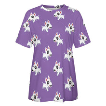 Load image into Gallery viewer, Happy Happy Bull Terrier Love All Over Print Women's Cotton T-Shirt - 4 Colors-Apparel-Apparel, Bull Terrier, Shirt, T Shirt-12