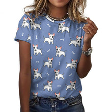 Load image into Gallery viewer, Happy Happy Bull Terrier Love All Over Print Women&#39;s Cotton T-Shirt - 4 Colors-Apparel-Apparel, Bull Terrier, Shirt, T Shirt-13