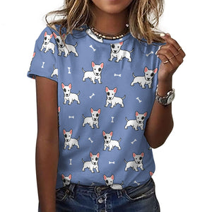 Happy Happy Bull Terrier Love All Over Print Women's Cotton T-Shirt - 4 Colors-Apparel-Apparel, Bull Terrier, Shirt, T Shirt-13