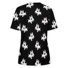 Load image into Gallery viewer, Happy Happy Bull Terrier Love All Over Print Women's Cotton T-Shirt - 4 Colors-Apparel-Apparel, Bull Terrier, Shirt, T Shirt-13