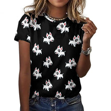 Load image into Gallery viewer, Happy Happy Bull Terrier Love All Over Print Women's Cotton T-Shirt - 4 Colors-Apparel-Apparel, Bull Terrier, Shirt, T Shirt-15