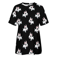 Load image into Gallery viewer, Happy Happy Bull Terrier Love All Over Print Women's Cotton T-Shirt - 4 Colors-Apparel-Apparel, Bull Terrier, Shirt, T Shirt-17