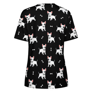 Happy Happy Bull Terrier Love All Over Print Women's Cotton T-Shirt - 4 Colors-Apparel-Apparel, Bull Terrier, Shirt, T Shirt-2