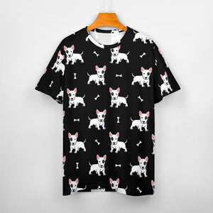 Happy Happy Bull Terrier Love All Over Print Women's Cotton T-Shirt - 4 Colors-Apparel-Apparel, Bull Terrier, Shirt, T Shirt-3