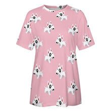 Load image into Gallery viewer, Happy Happy Bull Terrier Love All Over Print Women's Cotton T-Shirt - 4 Colors-Apparel-Apparel, Bull Terrier, Shirt, T Shirt-3