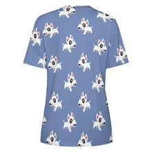 Load image into Gallery viewer, Happy Happy Bull Terrier Love All Over Print Women's Cotton T-Shirt - 4 Colors-Apparel-Apparel, Bull Terrier, Shirt, T Shirt-5