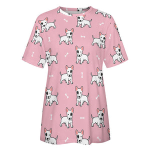 Happy Happy Bull Terrier Love All Over Print Women's Cotton T-Shirt - 4 Colors-Apparel-Apparel, Bull Terrier, Shirt, T Shirt-5