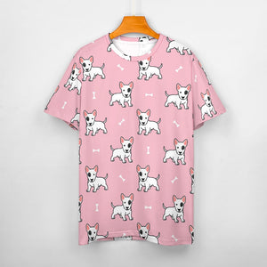Happy Happy Bull Terrier Love All Over Print Women's Cotton T-Shirt - 4 Colors-Apparel-Apparel, Bull Terrier, Shirt, T Shirt-6
