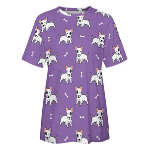 Happy Happy Bull Terrier Love All Over Print Women's Cotton T-Shirt - 4 Colors-Apparel-Apparel, Bull Terrier, Shirt, T Shirt-8