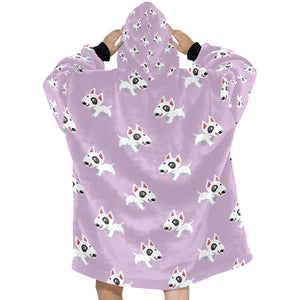 Happy Happy Bull Terrier Love Blanket Hoodie for Women - 4 Colors-Blanket-Apparel, Blanket Hoodie, Blankets, Bull Terrier-2