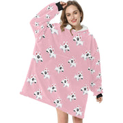 Happy Happy Bull Terrier Love Blanket Hoodie for Women - 4 Colors-Blanket-Apparel, Blanket Hoodie, Blankets, Bull Terrier-3