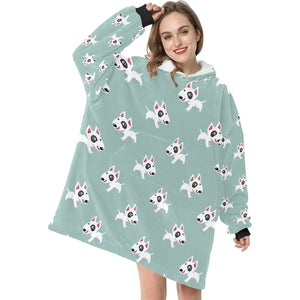 Happy Happy Bull Terrier Love Blanket Hoodie for Women - 4 Colors-Blanket-Apparel, Blanket Hoodie, Blankets, Bull Terrier-5