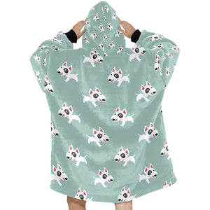 Happy Happy Bull Terrier Love Blanket Hoodie for Women - 4 Colors-Blanket-Apparel, Blanket Hoodie, Blankets, Bull Terrier-6