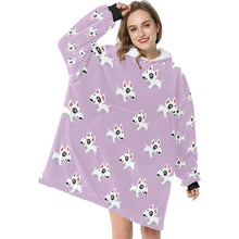 Load image into Gallery viewer, Happy Happy Bull Terrier Love Blanket Hoodie for Women - 4 Colors-Blanket-Apparel, Blanket Hoodie, Blankets, Bull Terrier-Thistle Purple-1