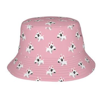 Happy Happy Bull Terrier Love Bucket Hat Light Pink One Size 360x
