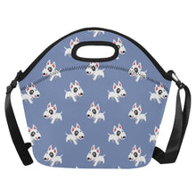 Load image into Gallery viewer, Happy Happy Bull Terrier Love Neoprene Lunch Bag-Accessories-Accessories,Bags,Bull Terrier,Dog Dad Gifts,Dog Mom Gifts,Lunch Bags-Slate Blue-ONESIZE-3