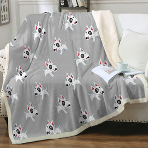 Happy Happy Bull Terrier Love Soft Warm Fleece Blankets - 4 Colors-Blanket-Blankets, Bull Terrier, Home Decor-14