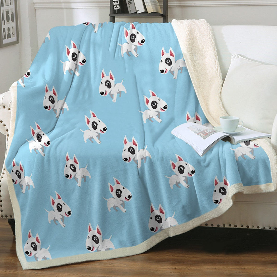 Happy Happy Bull Terrier Love Soft Warm Fleece Blankets - 4 Colors-Blanket-Blankets, Bull Terrier, Home Decor-Sky Blue-Small-1