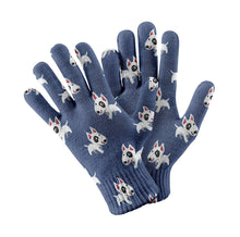 Load image into Gallery viewer, Happy Happy Bull Terrier Love Touch Screen Gloves-Accessories-Accessories, Bull Terrier, Dog Dad Gifts, Dog Mom Gifts, Gloves-Navy-1