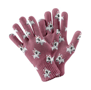 Happy Happy Bull Terrier Love Touch Screen Gloves-Accessories-Accessories, Bull Terrier, Dog Dad Gifts, Dog Mom Gifts, Gloves-Rose gold-2