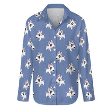 Load image into Gallery viewer, Happy Happy Bull Terrier Love Women's Shirt-Apparel-Apparel,Bull Terrier,Dog Mom Gifts,Shirt-Slate Blue-S-10