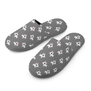 Happy Happy Bull Terrier Women's Cotton Mop Slippers-Accessories, Bull Terrier, Dog Mom Gifts, Slippers-4