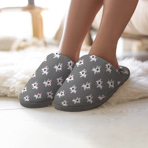 Happy Happy Bull Terrier Women's Cotton Mop Slippers-Accessories, Bull Terrier, Dog Mom Gifts, Slippers-6